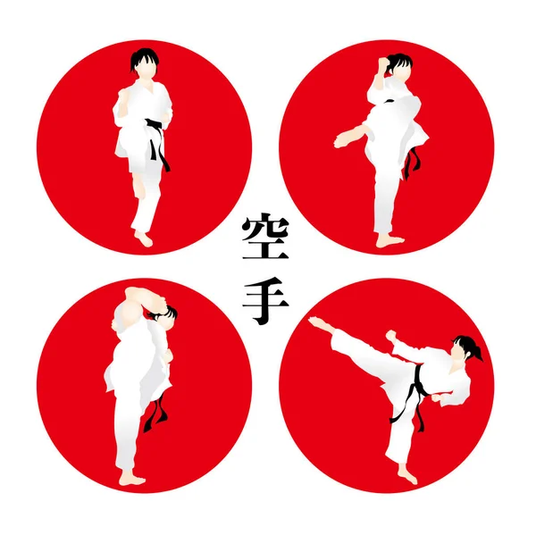 Karate Pose Set Vector Material Japanese Culture — Stock Vector