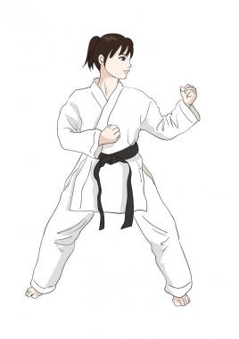 Karate poz / malzeme Japon kültürünün vektör