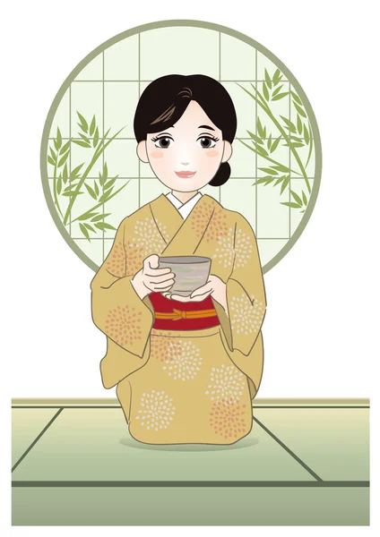 Kadın Çay Töreni Görüntü — Stok Vektör