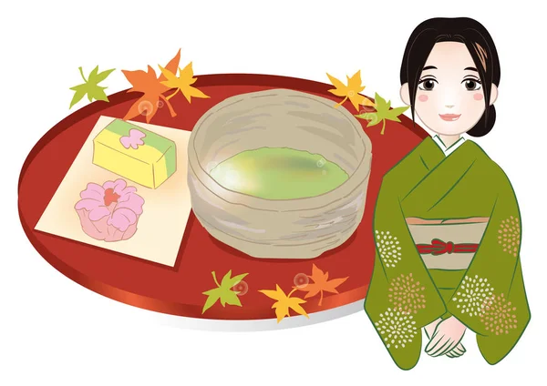 Kadın Japon Tatlılar — Stok Vektör