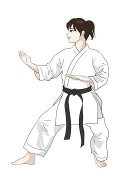 Karate poz / malzeme Japon kültürünün vektör