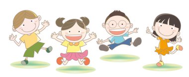 Çocuklar enerjik vektör görüntü