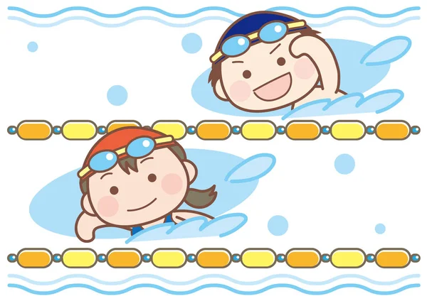 Aula Natación Niños Niñas — Vector de stock