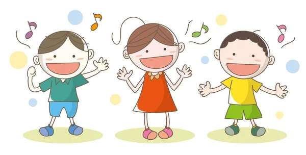 Gyermekek Akik Élvezik Dalokat Énekel — Stock Vector
