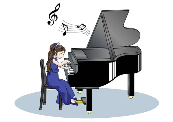 Ρεσιτάλ Πιάνου Εικόνας Γυναίκα — Διανυσματικό Αρχείο