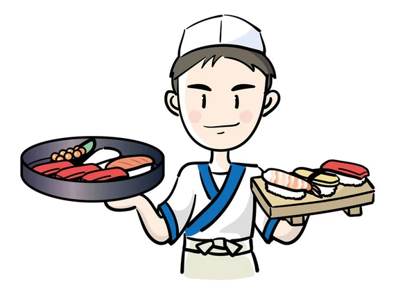 Sushi Chef Kok Vector Afbeelding — Stockvector