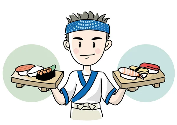 Sushi Chef Vector Image — Stock Vector