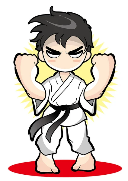 Postura Karate Material Vectorial Cultura Japonesa — Vector de stock