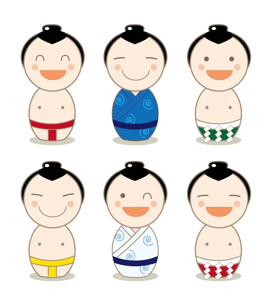 Kokeshi Avatar Set Lutteur Sumo — Image vectorielle