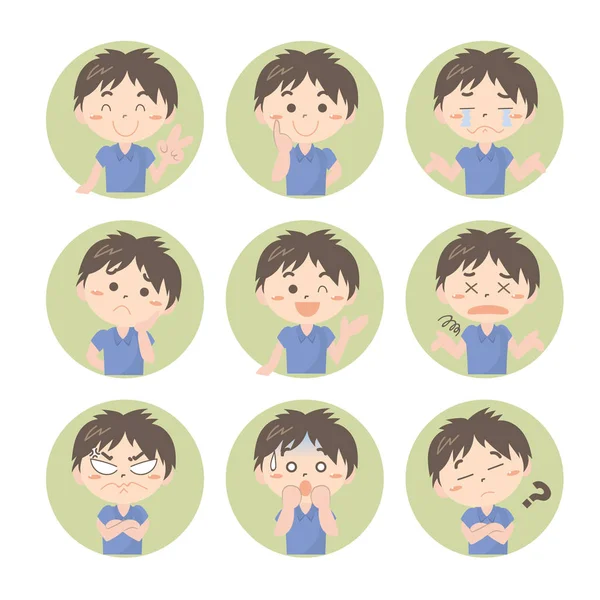 Conjunto Iconos Emoji Hombre — Archivo Imágenes Vectoriales