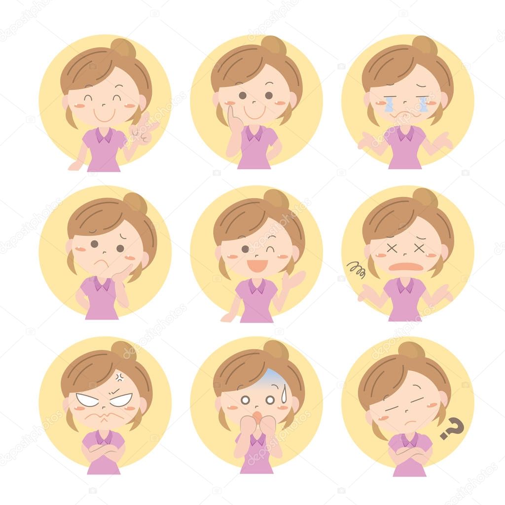 Emoji icon set - woman