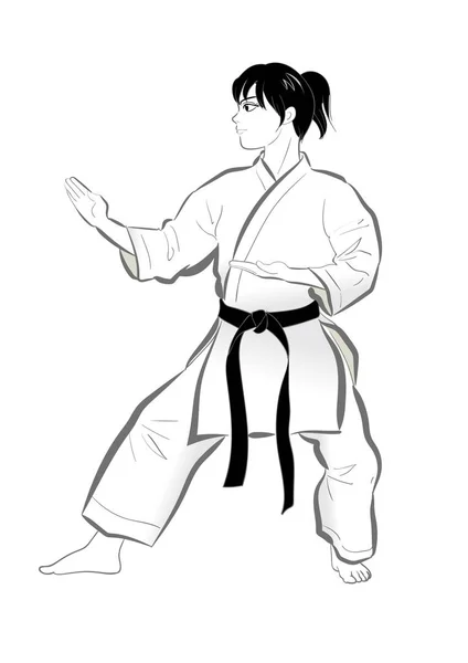 Postura Karate Material Vectorial Cultura Japonesa — Vector de stock