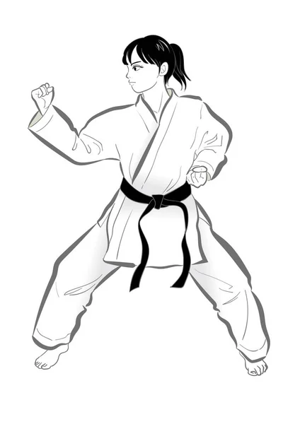 Postura Karate Material Vectorial Cultura Japonesa — Vector de stock