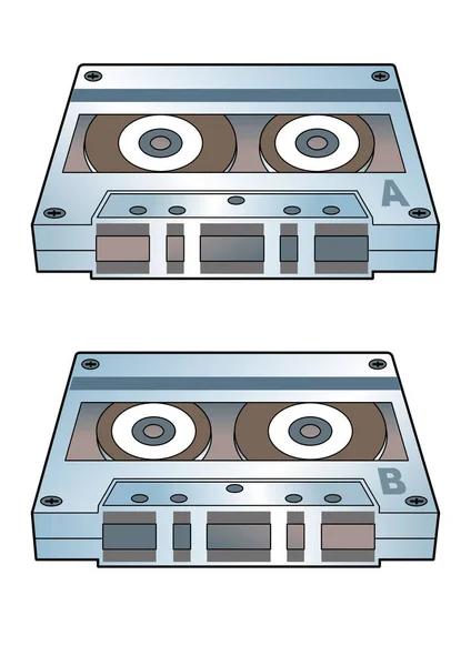 Cassette Tape Front Back — Stock Vector