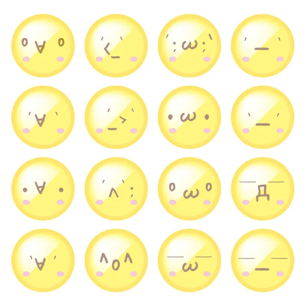 Carino Set Icone Emoji — Vettoriale Stock