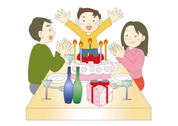 Födelsedagsfirande - familj bild — Stock vektor
