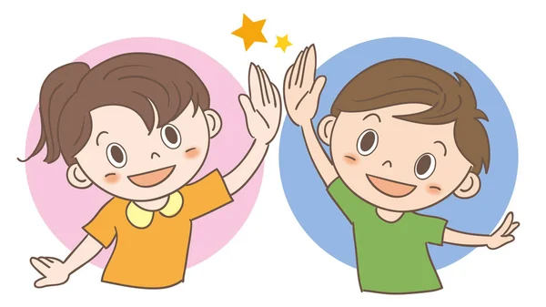 High-five children image — Stock Vector