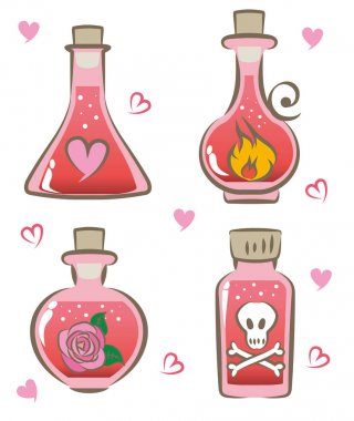 aşk iksiri set / malzeme made ile vektör