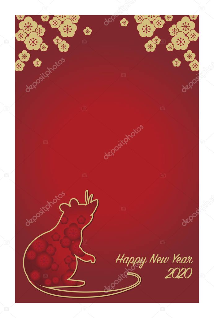 New year card in 2020 - Vertical type