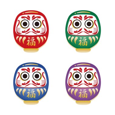 Japon Daruma doll - şanslı madde Icon set 
