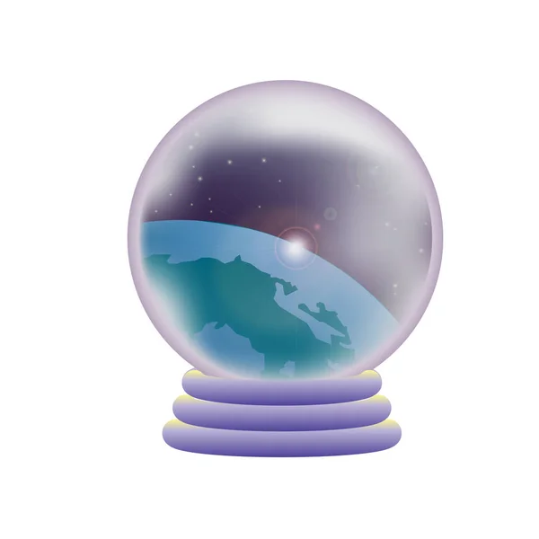 Хрустальный шар, отражающий вселенную — стоковый вектор
