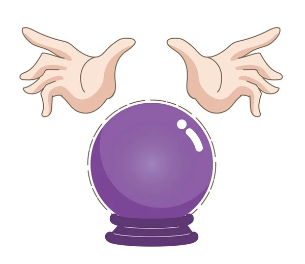 Crystal ball and fortune teller's hands — 스톡 벡터