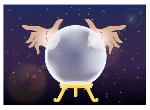 Crystal ball and fortune teller's hands — 스톡 벡터