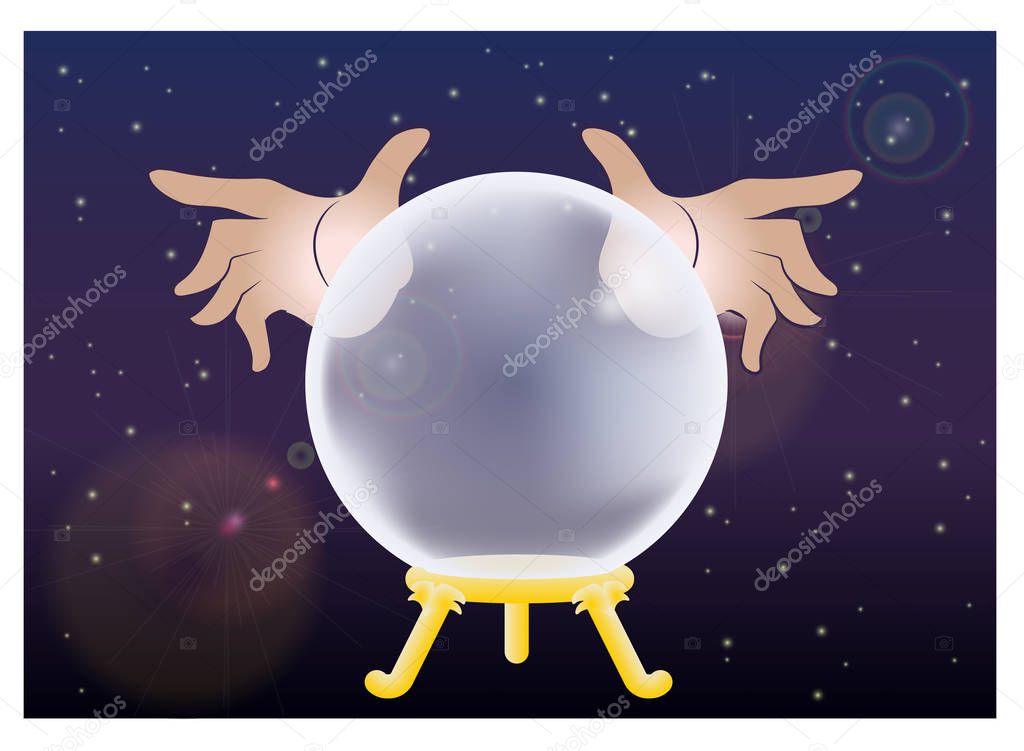 Crystal ball and fortune teller's hands