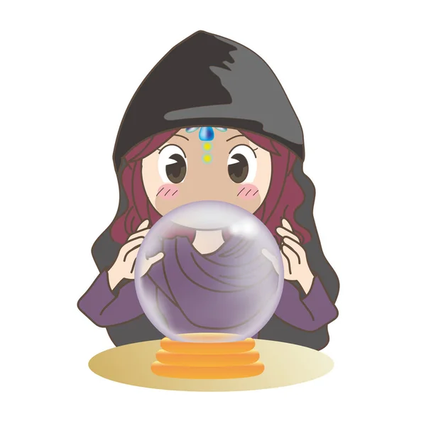 Crystal ball and Fortune teller wearing a cape — 스톡 벡터