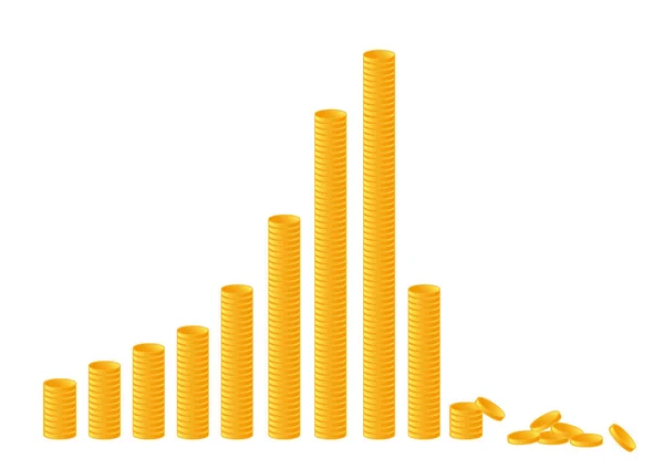 Coin Graph Economic Crash Image — Stock Vector