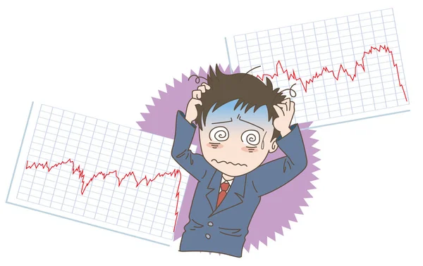 Ekonomisk Krasch Bild Chockad Man — Stock vektor
