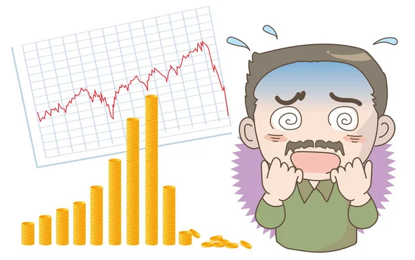 Economic Crash Image Shocked Man — Stock Vector