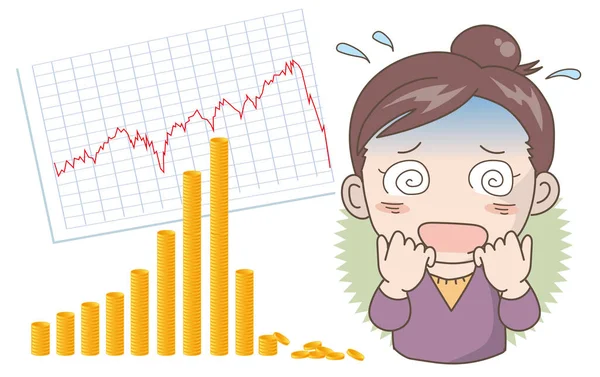 Economic Crash Image Shocked Woman — Stock Vector