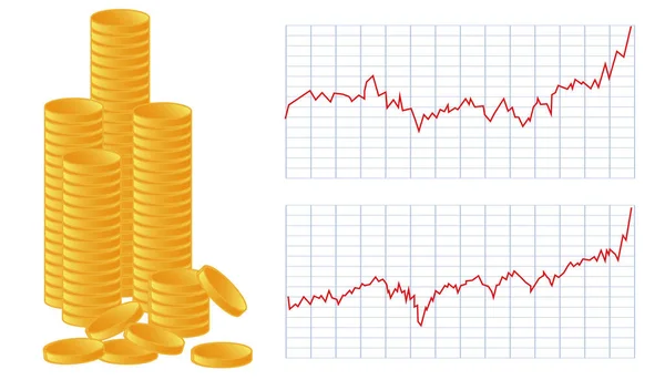 Ascending Chart Coin Image — Stock Vector