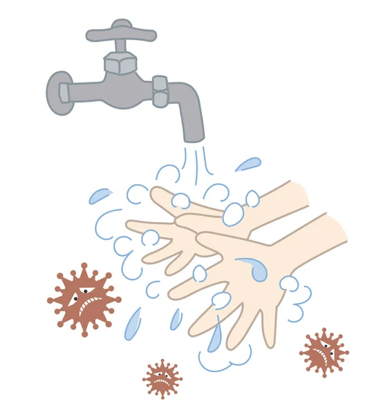 Covid Prevention Washing Hands Image — Stock Vector