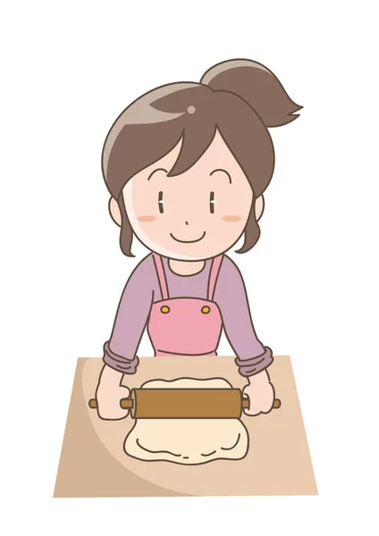 Woman Making Bread Stress Baking — Stock Vector