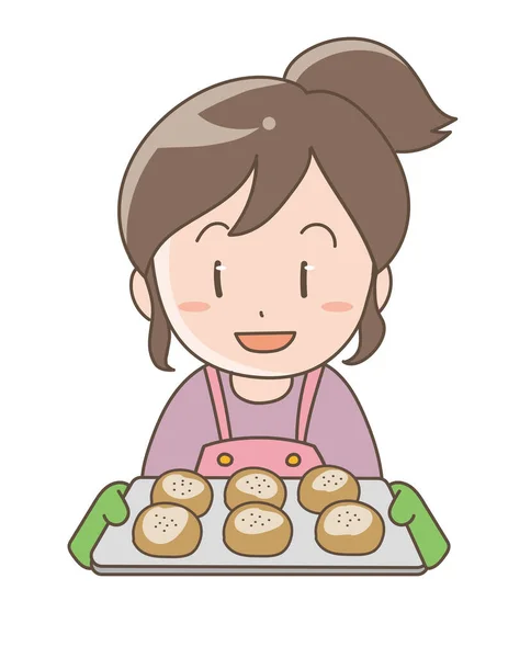 Woman Baking Bread Stress Baking — Stock Vector