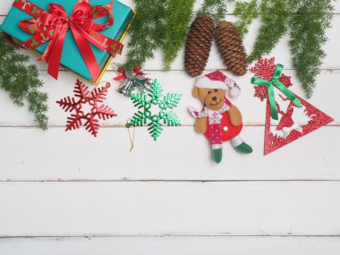 tahta arka plan ile Noel dekorasyon