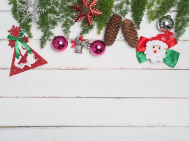 tahta arka plan ile Noel dekorasyon