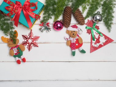 tahta arka plan ile Noel dekorasyon