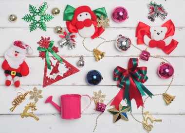 tahta arka plan ile Noel dekorasyon