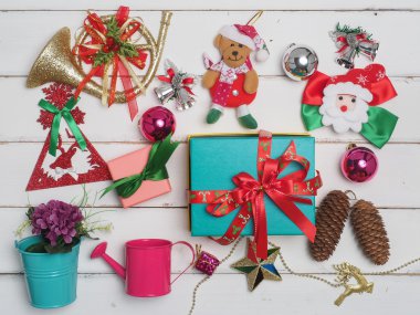 tahta arka plan ile Noel dekorasyon