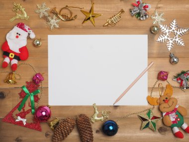 tahta arka plan ile Noel dekorasyon