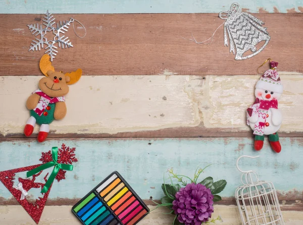 Christmas decoration with wood  background — Stock Photo, Image