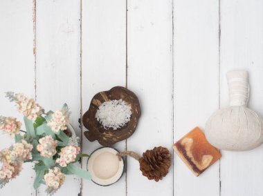 Aromaterapi ürün Spa set, mum, sabun, Hindistan cevizi, Masaj w