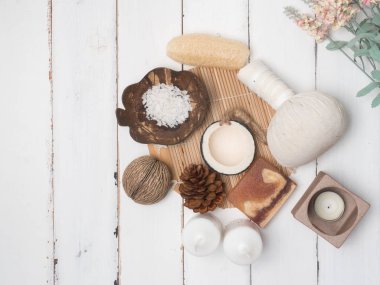 Aromaterapi ürün Spa set, mum, sabun, Hindistan cevizi, Masaj w