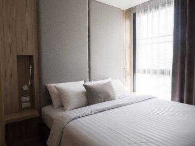 İç modern design.low aydınlatma ve Lens rahat yatak odası 