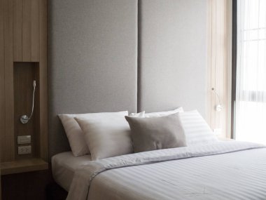 İç modern design.low aydınlatma ve Lens rahat yatak odası 