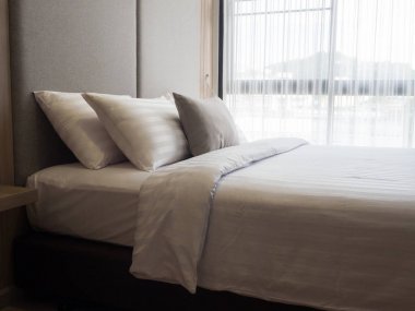 İç modern design.low aydınlatma ve Lens rahat yatak odası 