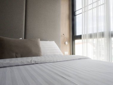 İç modern design.low aydınlatma ve Lens rahat yatak odası 